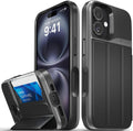 vCommute Wallet Case for iPhone 16 6.1in - Black Leather Flip Stand