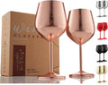 Gusto Nostro Stainless Steel Wine Glass 18 oz - Unbreakable Rose Gold