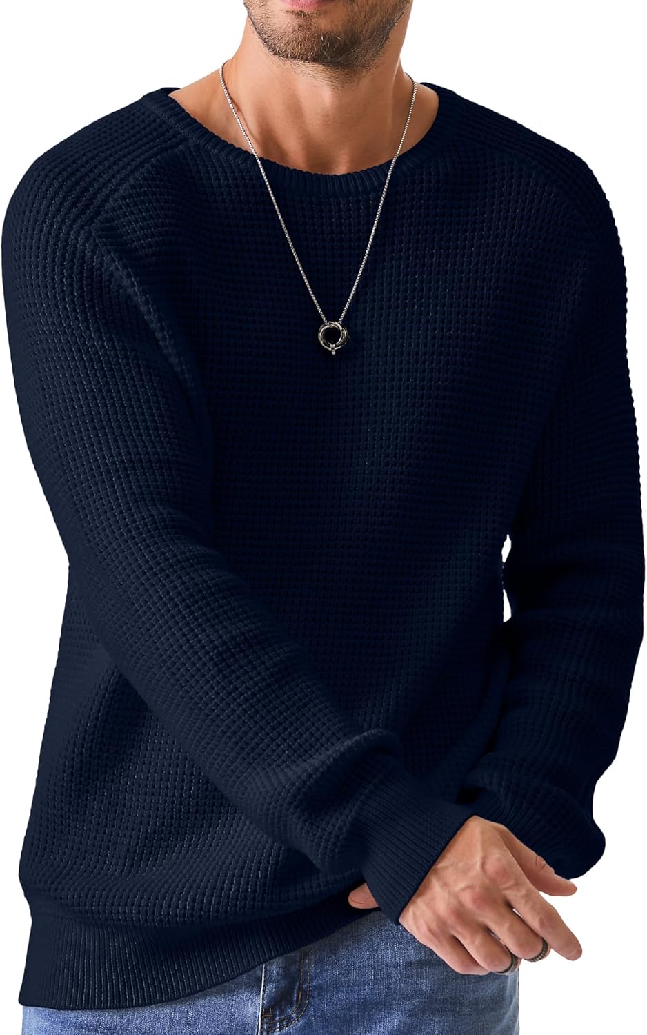 JMIERR Men's Crewneck Pullover Sweater for Casual Comfort