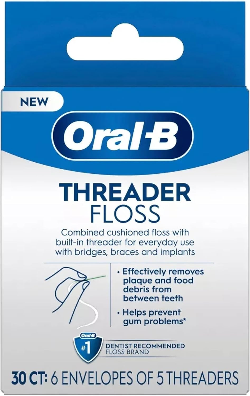 Oral-B Glide Threader Floss for Bridges, Braces, and Implants