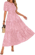 KIRUNDO Womens Floral Midi Sundress - Smocked A-Line Summer Dress