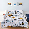 Holawakaka Cartoon Construction Trucks Bedding Set Full Size - Cozy