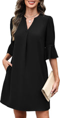 RUMIA Summer Dresses for Women V Neck Ruffle Short Sleeve Dress