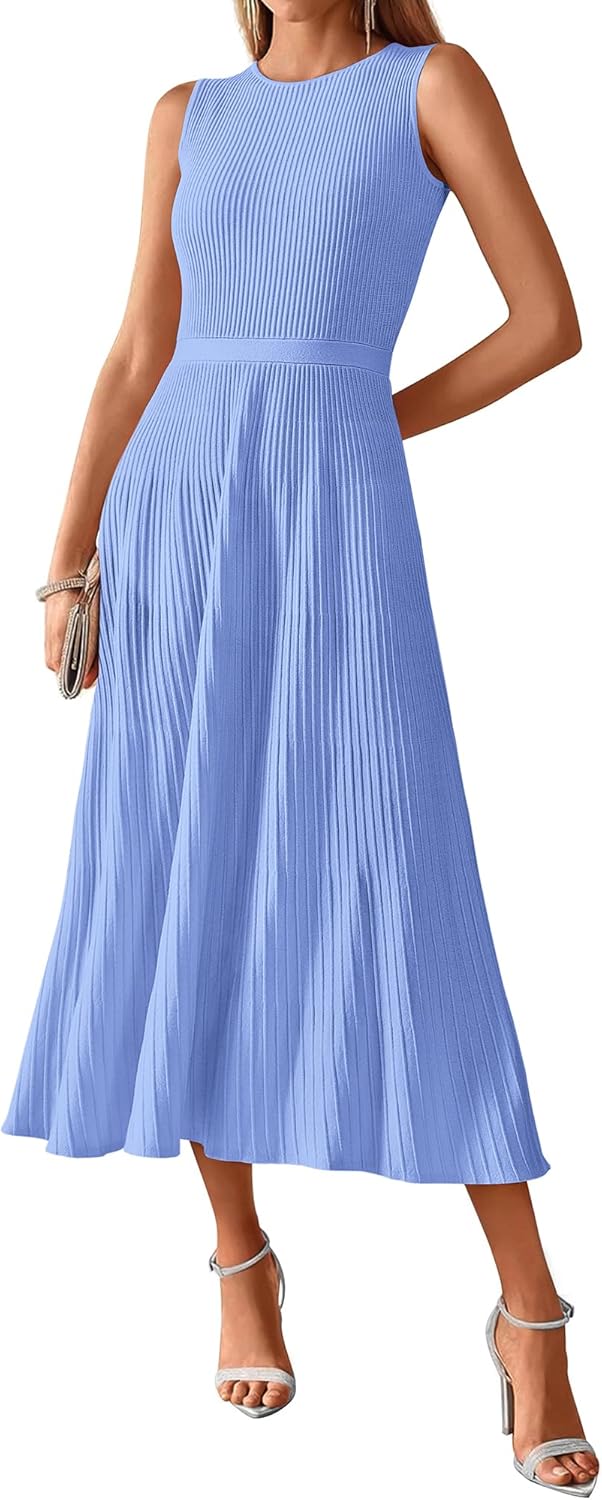 BTFBM Women Midi Bodycon Tank Dress for Summer and Fall