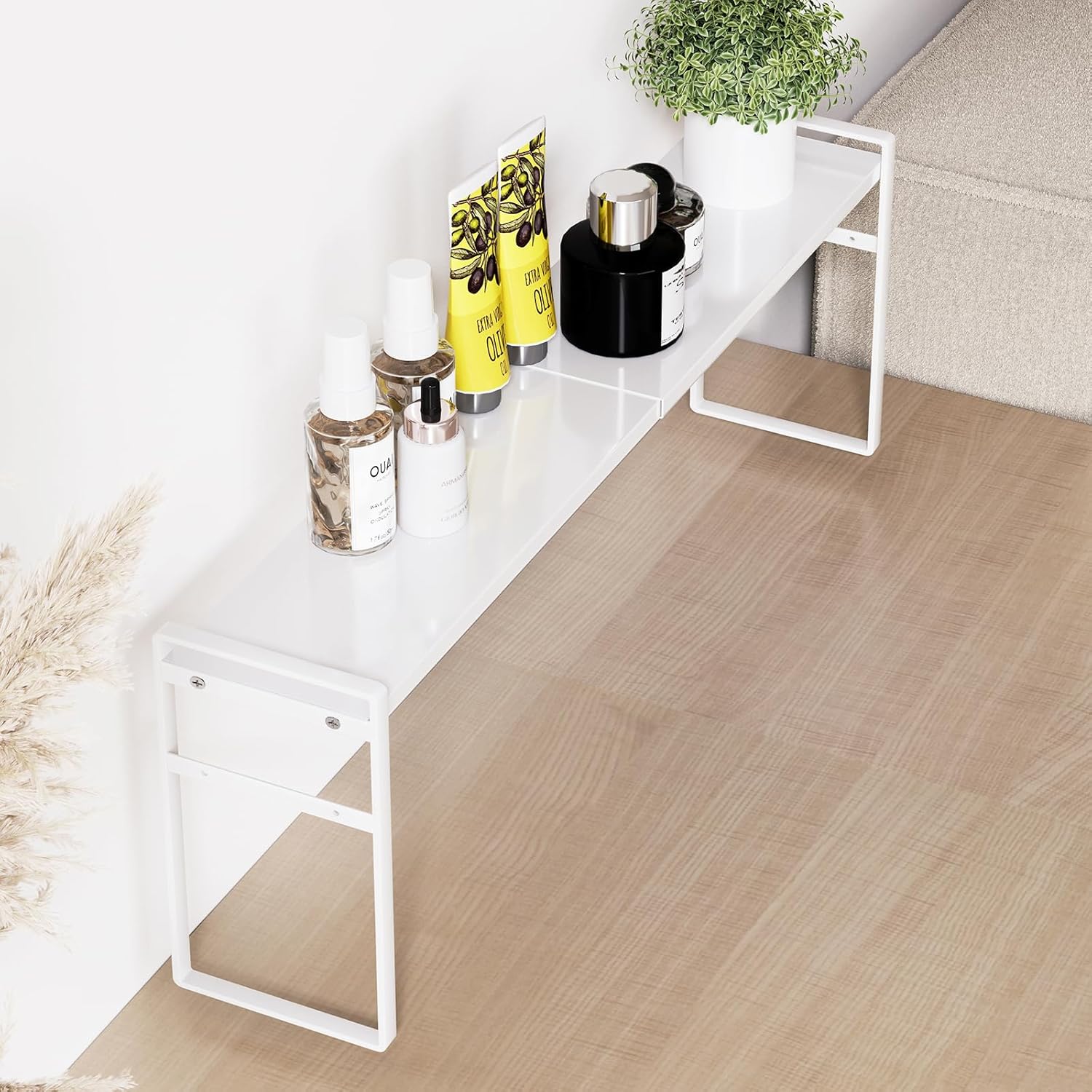Versatile White Desk Organizer - Adjustable Storage Rack