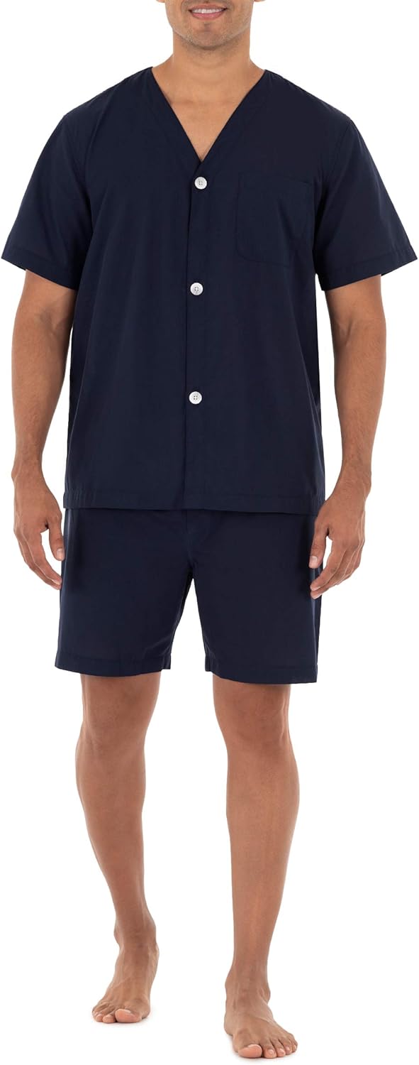 Fruit of the Loom Broadcloth Short Sleeve Pajama Set for Comfort