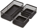 Mesh Desk Drawer Organizer Tray 3 Compartment - Matte Black