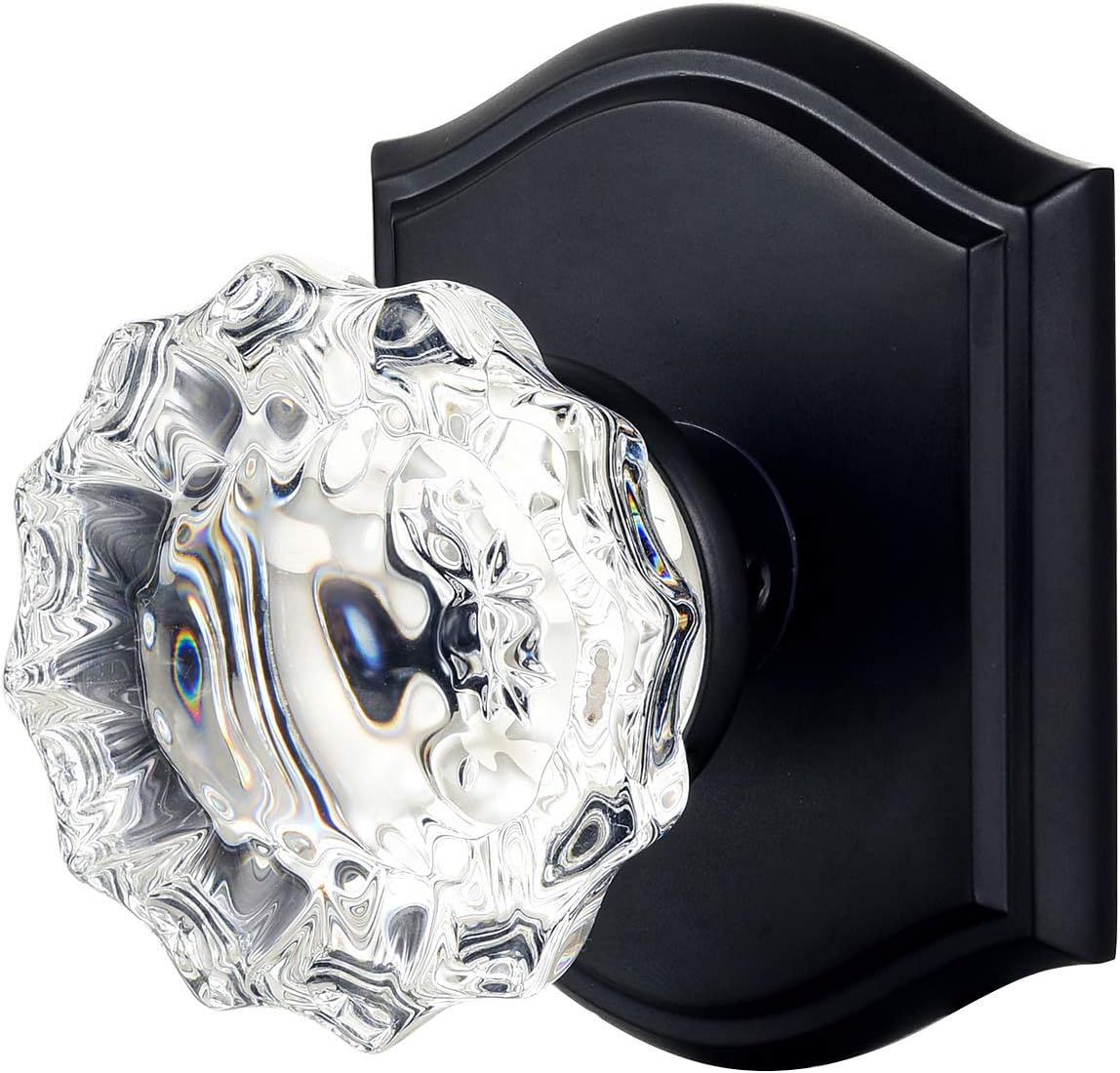 Passage Glass Door Knobs for Hall and Closet, Matte Black Finish