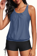 Yonique Blouson Tankini Swimsuit Set - Modest Loose Fit Two Piece