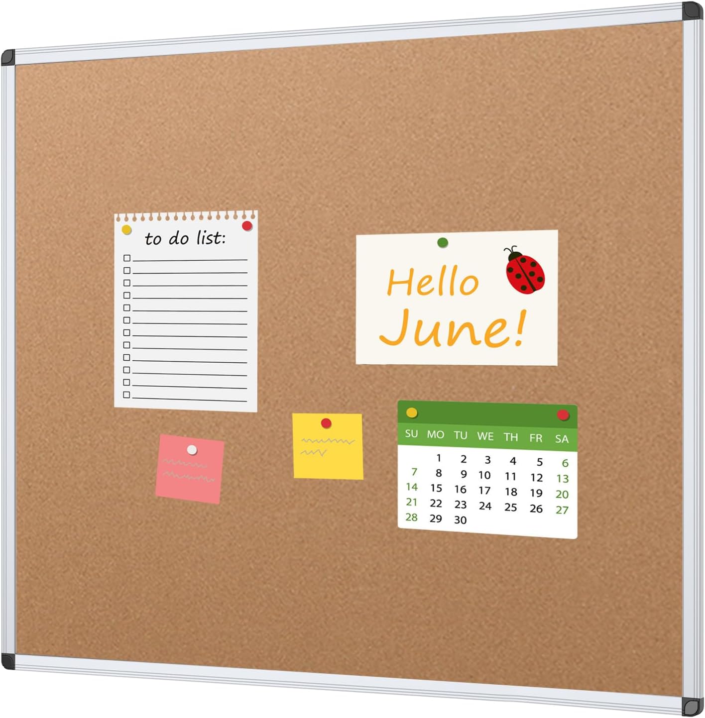 VIZ-PRO Cork Bulletin Board 48 X 48 Inches for Home Office