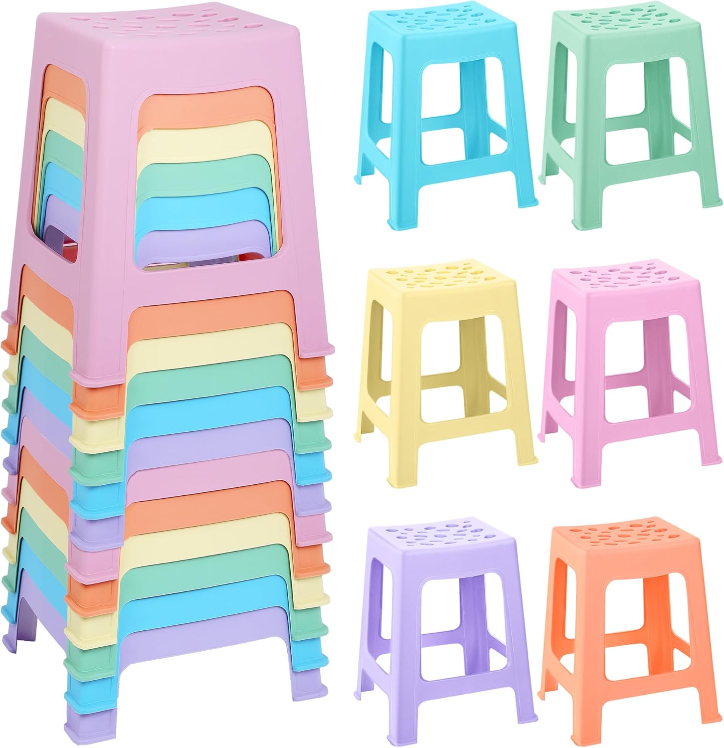 Colorful 12 Pack Plastic Stools for Flexible Seating Options