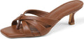 femflame Black Kitten Heels Strappy Flip Flops - Comfortable Low Heels