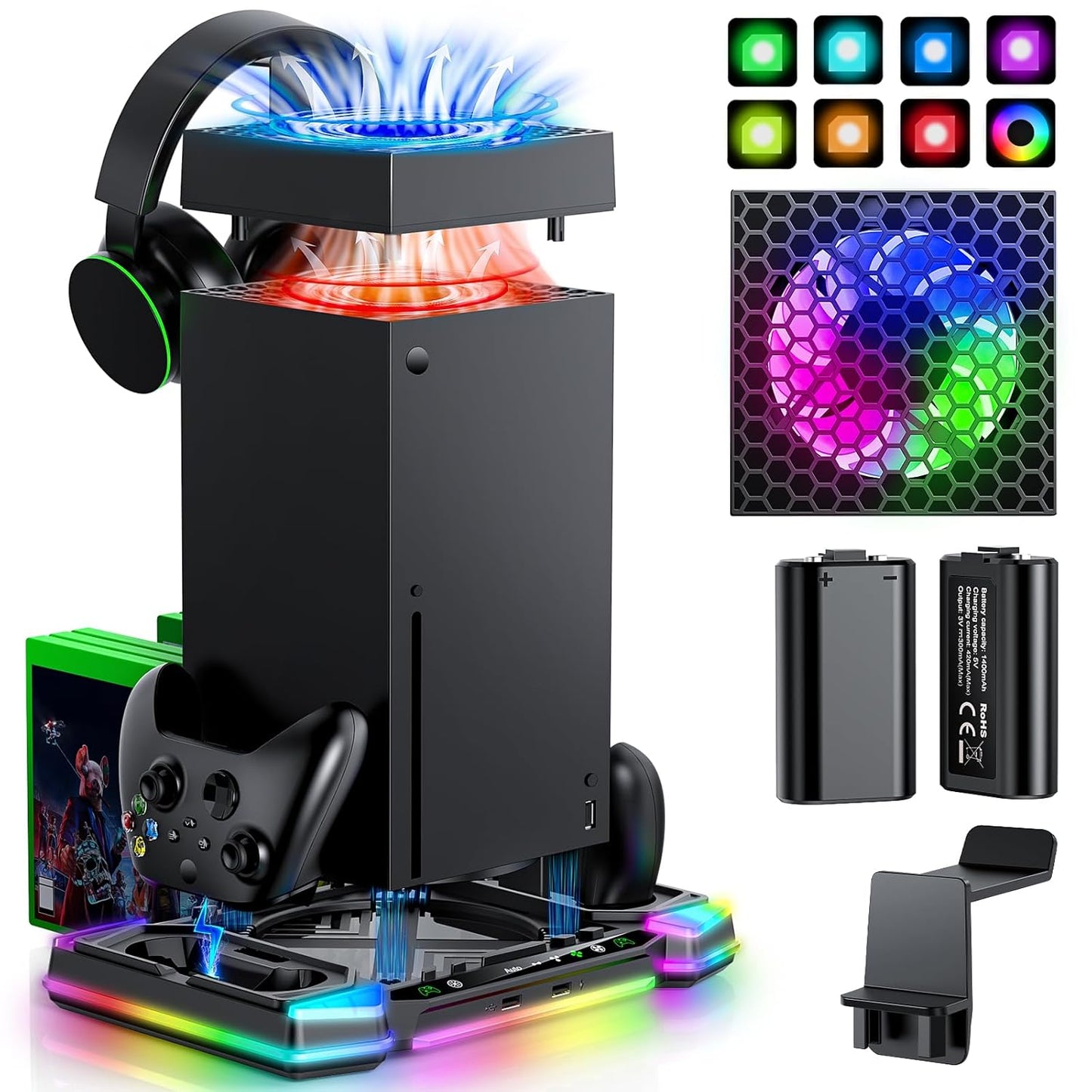 RGB Peak Cooling Fan and Charging Station for Xbox Series X