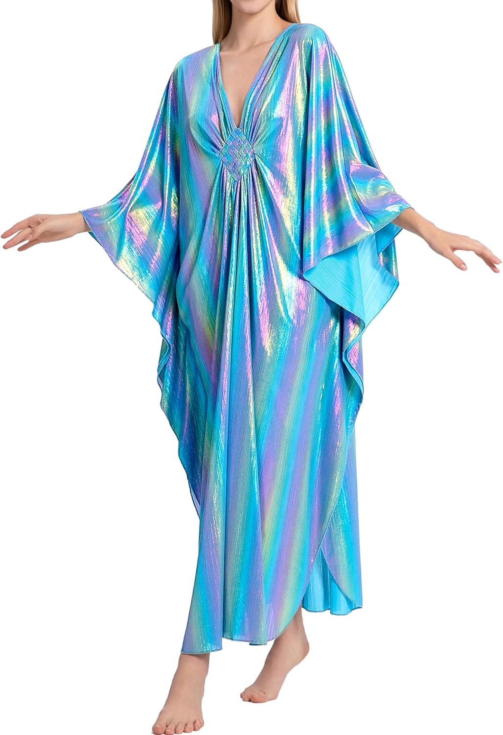 Bsubseach Kaftan Dresses for Women Sparkly Beach Maxi Dress