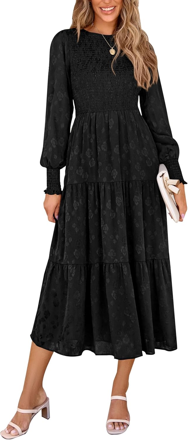 Elegant Floral Midi Dress for Women with Pockets and Style