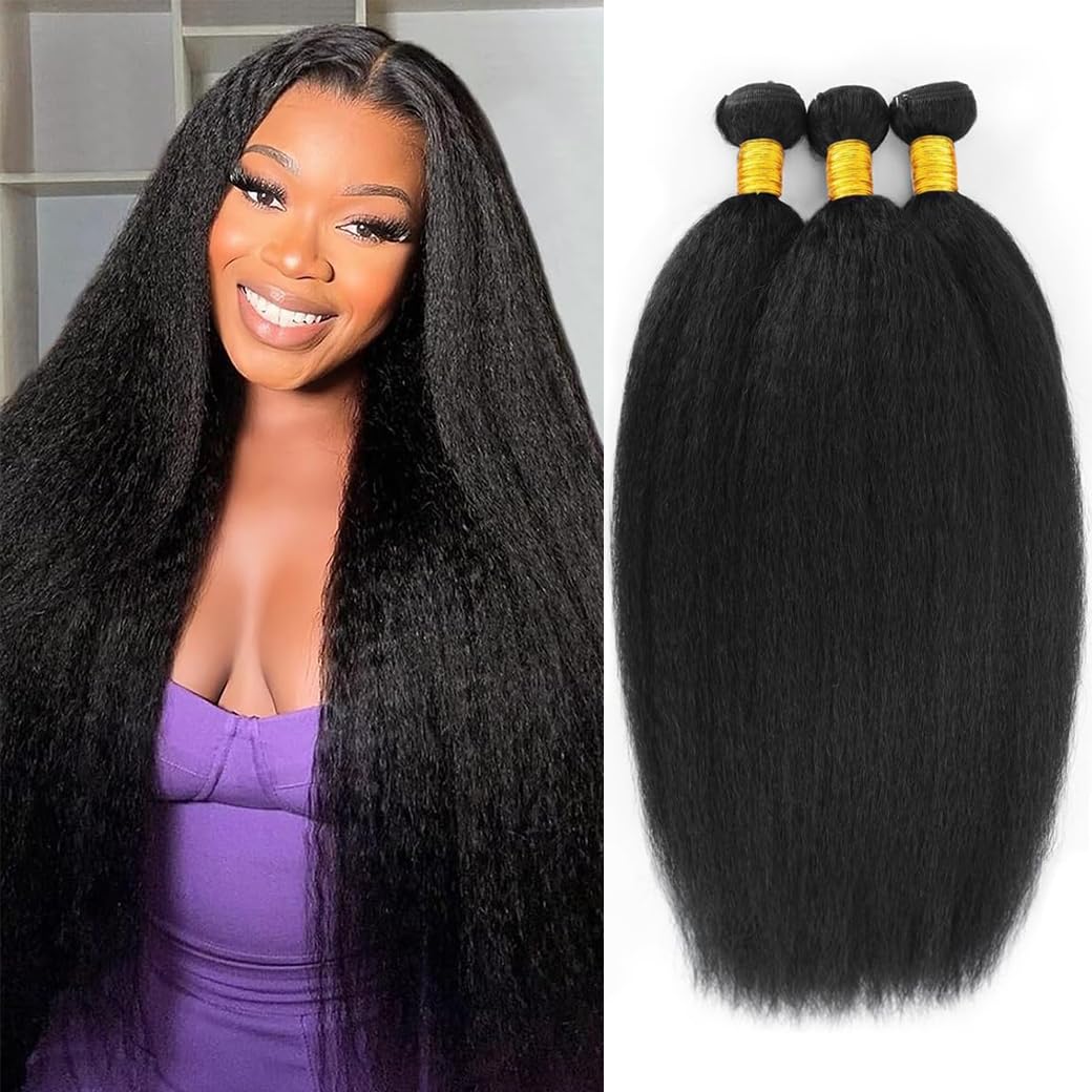 Kinky Straight Bundles Human Hair Yaki Straight for Black Women