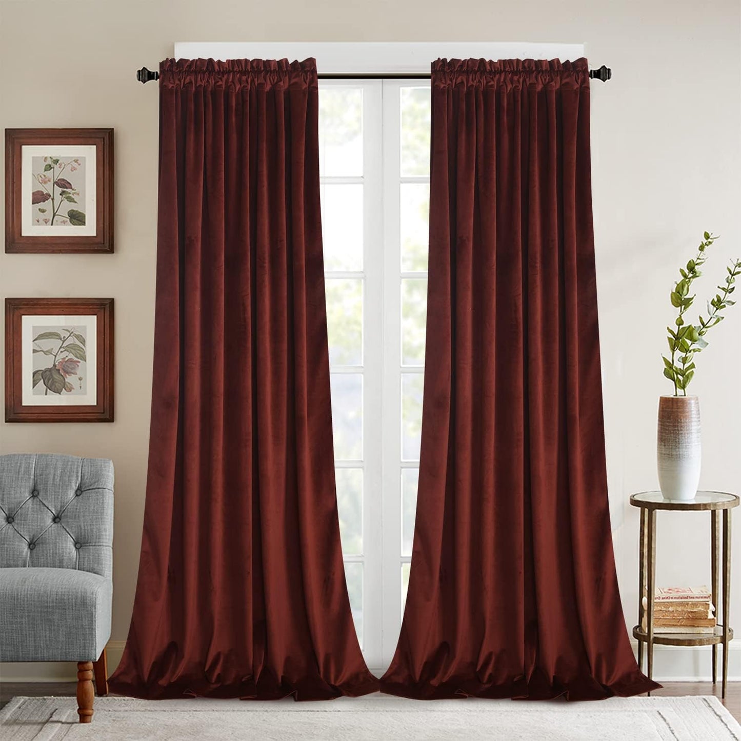 Roslynwood Burnt Ochre Velvet Curtains for Elegant Living Spaces