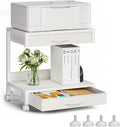 2-Tier Desktop Printer Stand with Fabric Drawers - Compact Organizer