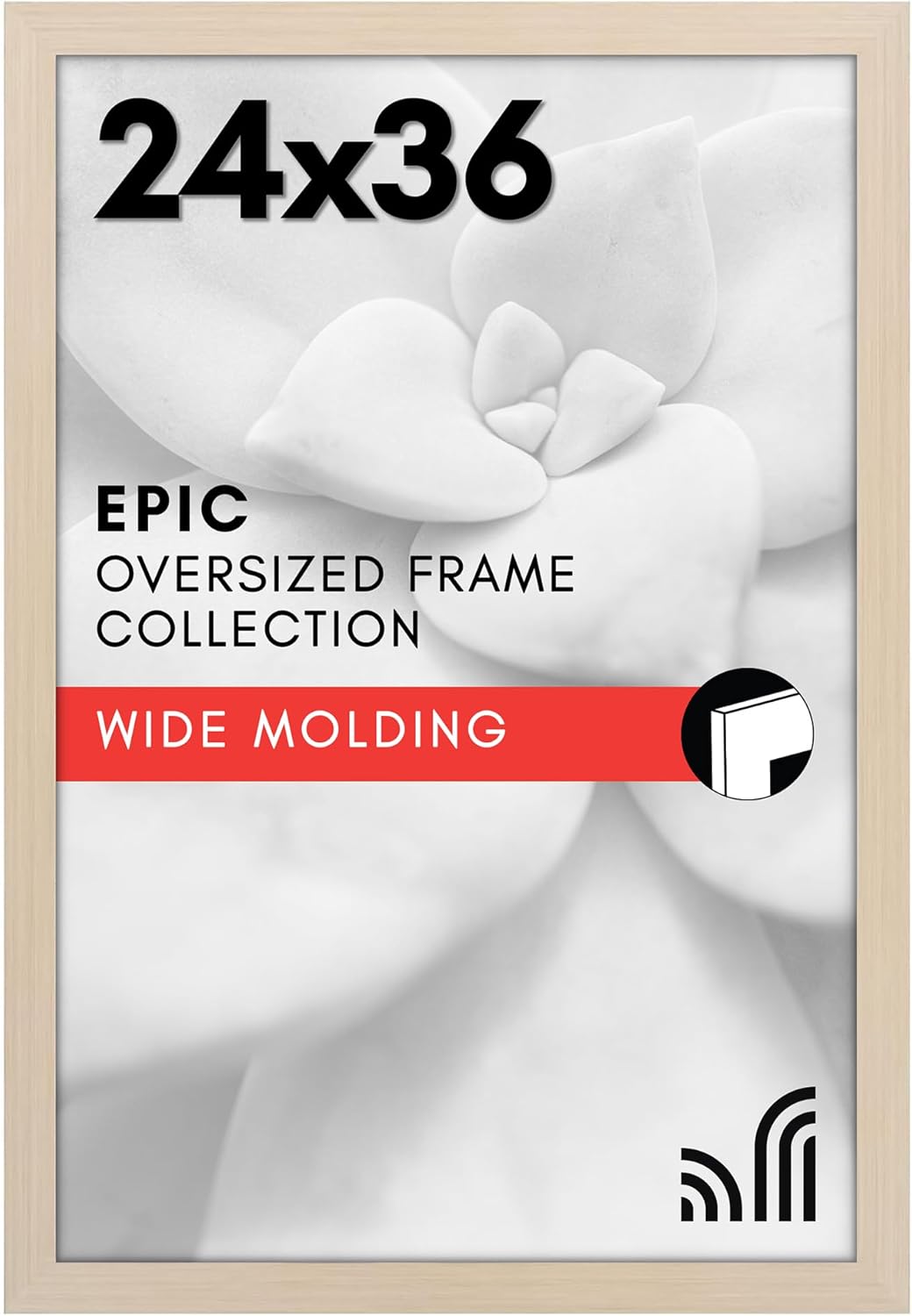 24x36 Poster Frame with Polished Plexiglass - Light Wood Style