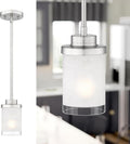 Modern Pendant Light for Kitchen Island - Brushed Nickel Linen Glass