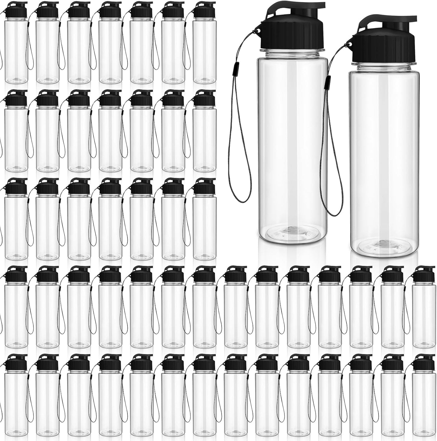 Domensi 50 Pieces Plastic Water Bottles for Sports and Fitness