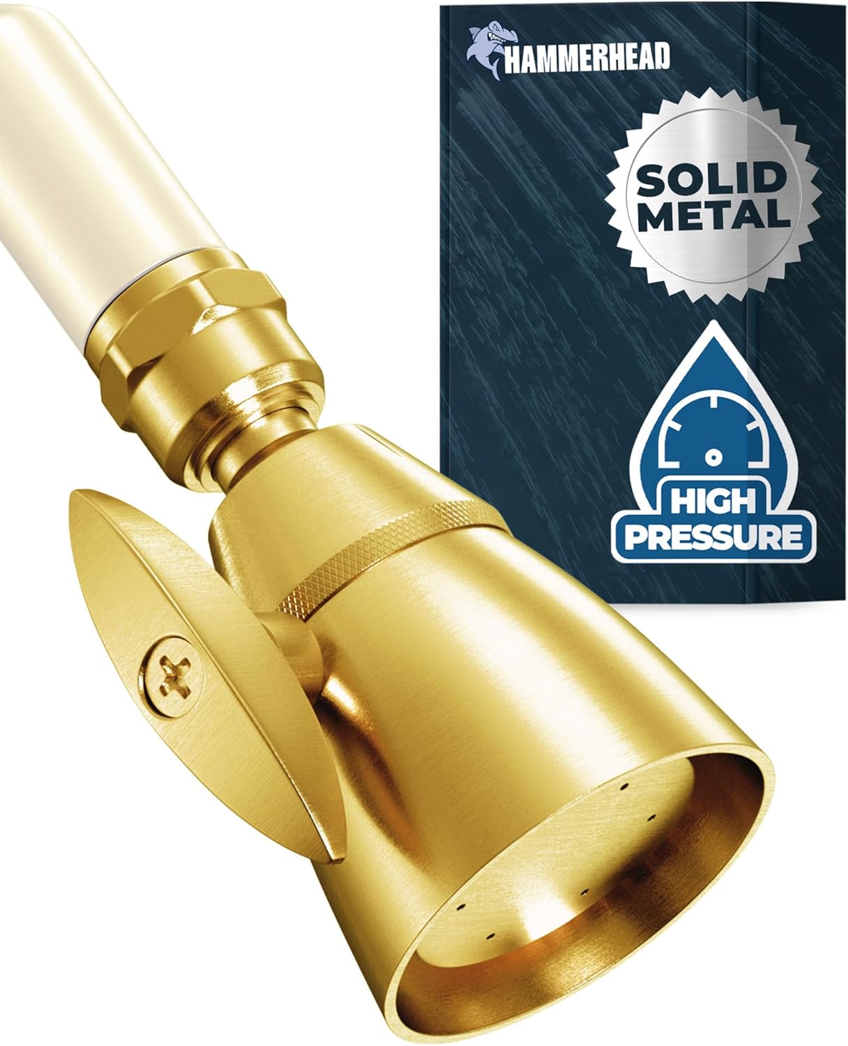 High Pressure Shower Head with Adjustable Spray Pattern - Gold