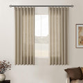 Grey Beige Linen Kitchen Curtains 45 in Long Pinch Pleated Cafe Drapes