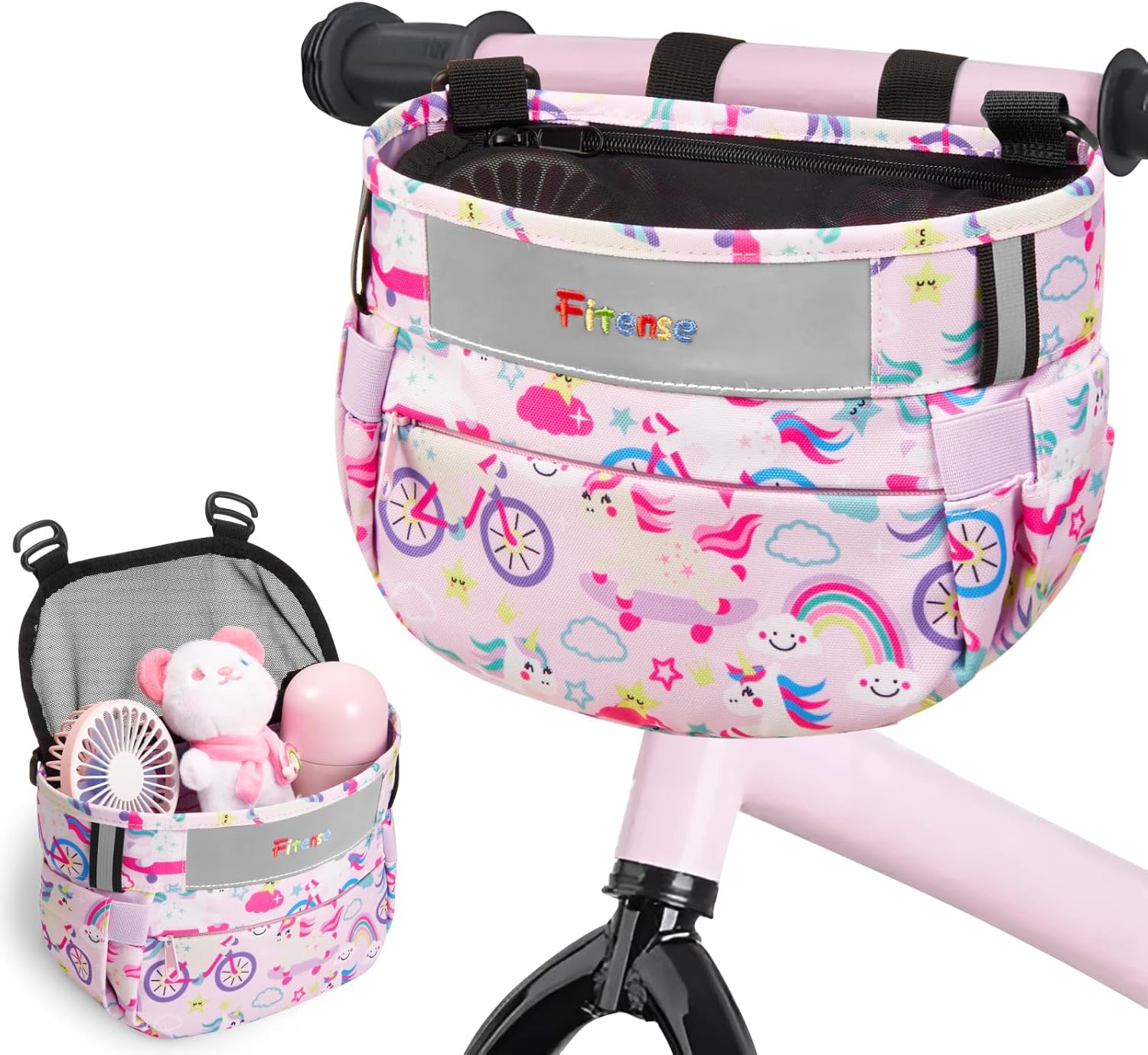 Fitense Kids Bike Basket - Cute Waterproof Handlebar Accessory