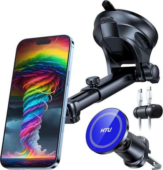 HTU Magnetic Phone Holder for Windshield & Dashboard Use