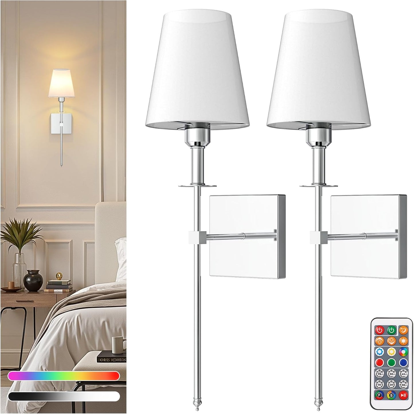 DORESshop Battery Operated Wall Sconce Set of 2 for Home Decor