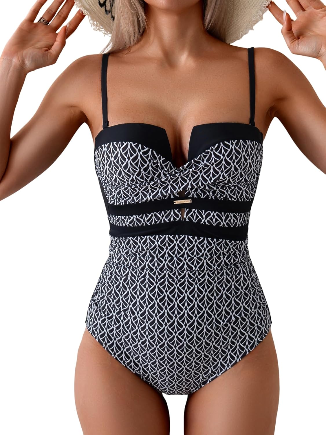 Eomenie Women's Push Up Wrap Front Swimsuit for Tummy Control