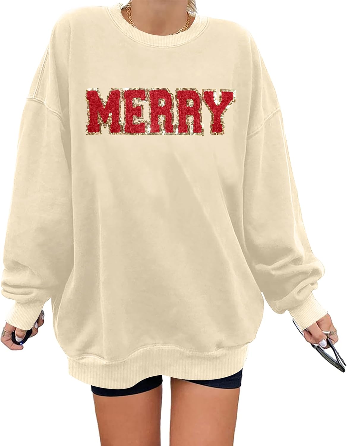 Glitter Merry Christmas Sweatshirt - Festive Women's Top
