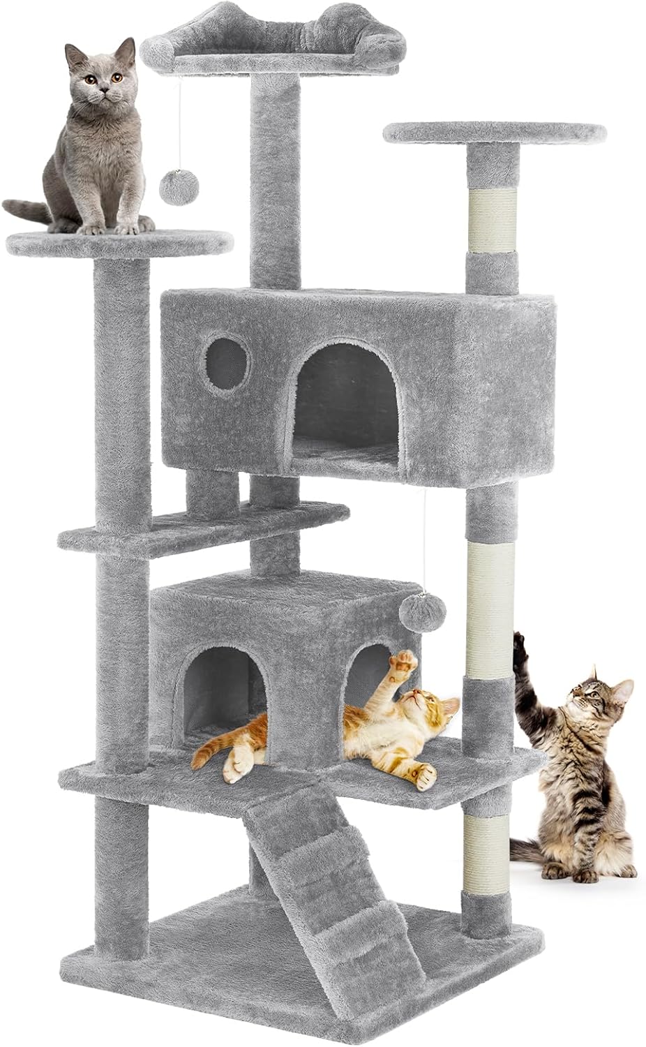 DUMOS 54-inch Indoor Cat Tree Tower for Large Cats with Toys