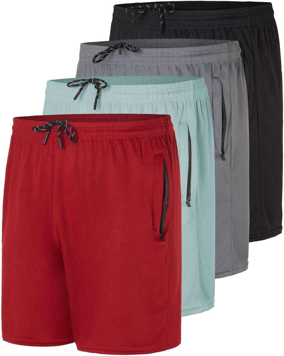 Real Essentials Men's Mesh Athletic Zipper Shorts for Workouts