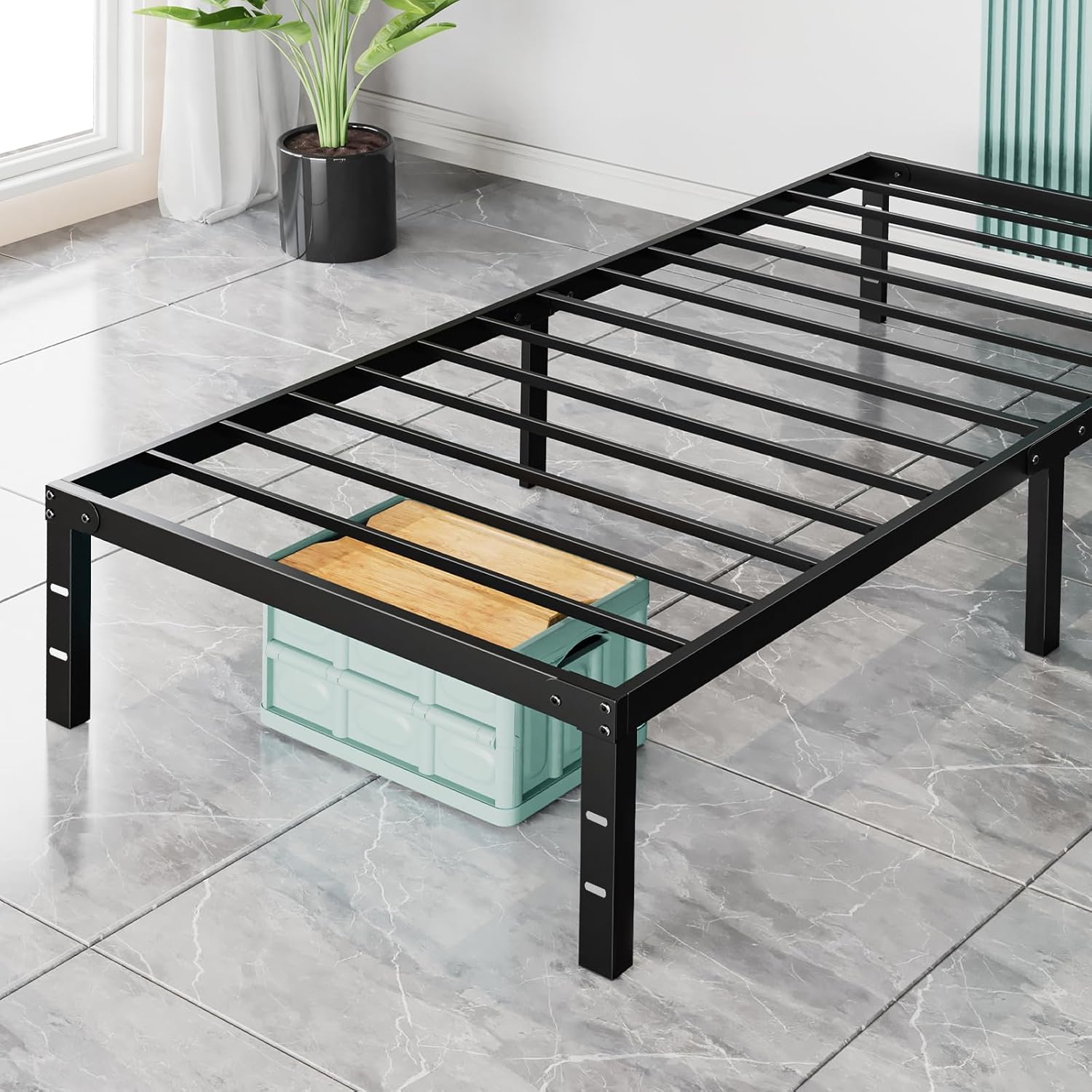 Sweetcrispy Twin Bed Frame - Heavy Duty Metal Platform Bed