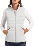 Women's Lightweight Nylon Puffer Vest with 4 Pockets - Warm Layer