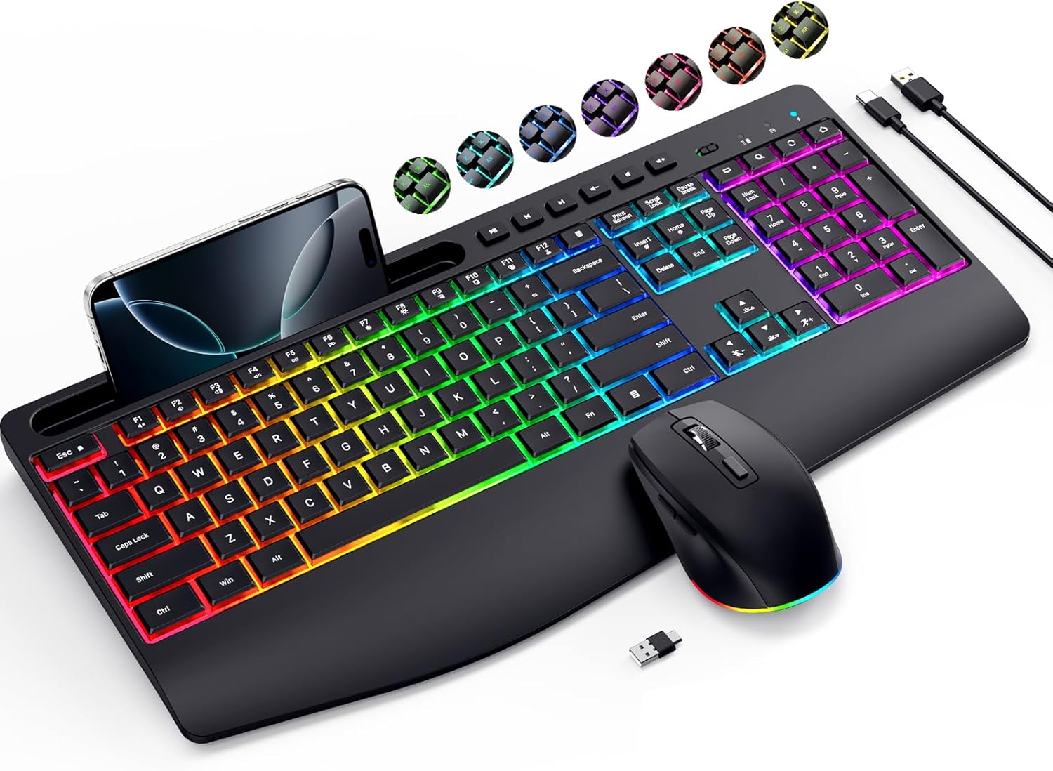 VEILZOR Rechargeable Keyboard: 9 RGB Backlit Effects