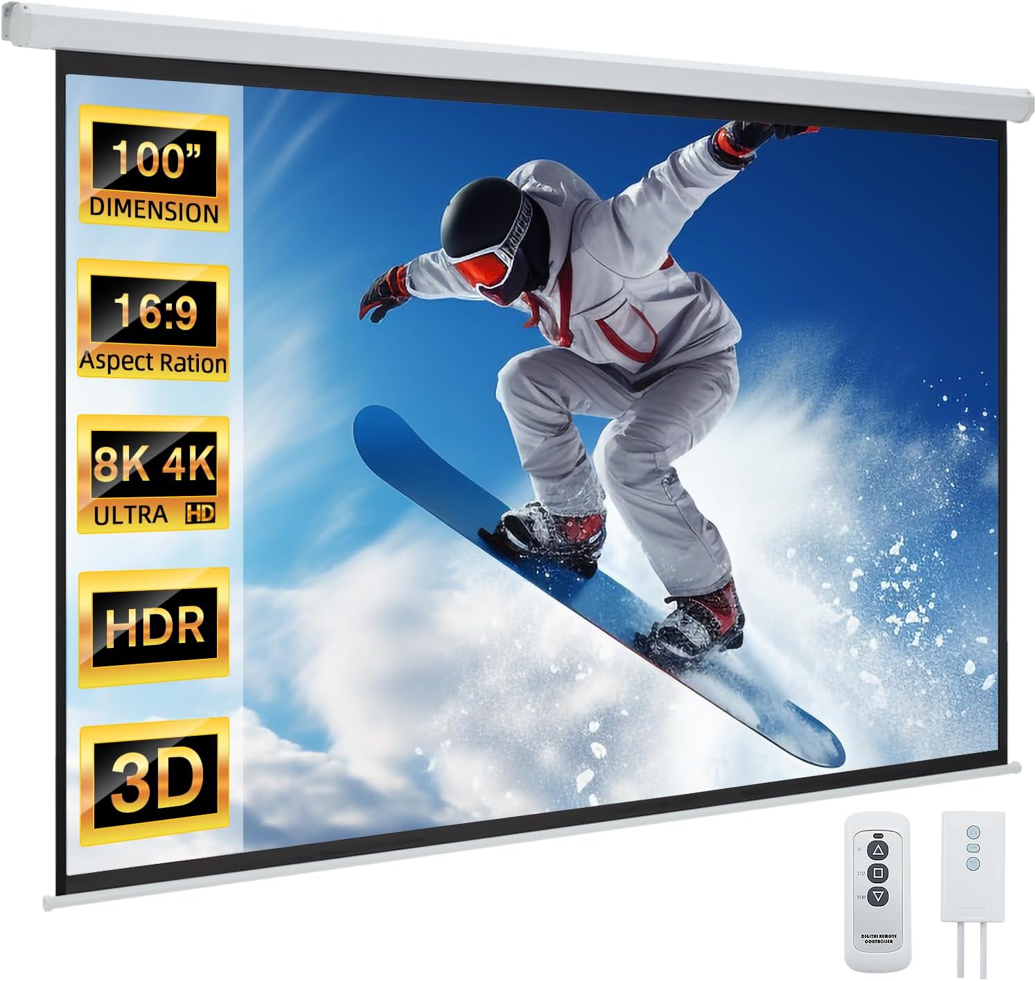 YODOLLA Motorized 100 4K HD Projector Screen - Ultimate Home Cinema Experience