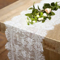 White Lace Table Runners 14 x 120 in 20 Pack - Rustic Rose Embroidered