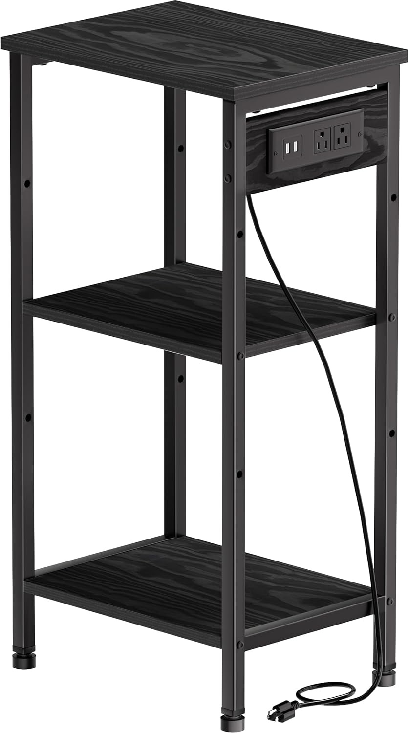 Asgolion Tall Nightstand with Charging Station for Small Spaces