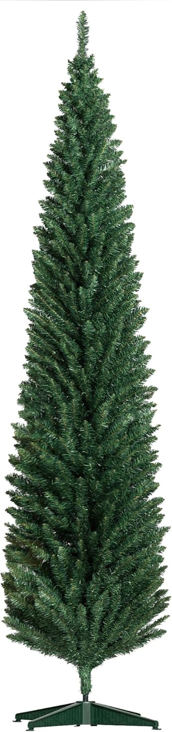 HOMCOM 8ft Artificial Pencil Christmas Tree for Easy Holiday Decor