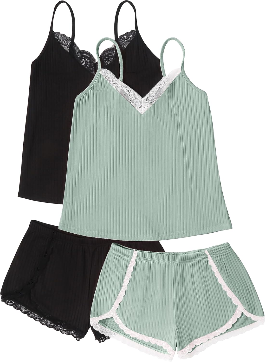 Ekouaer Womens Pajama Sets Soft Lingerie Sleepwear Cami Shorts