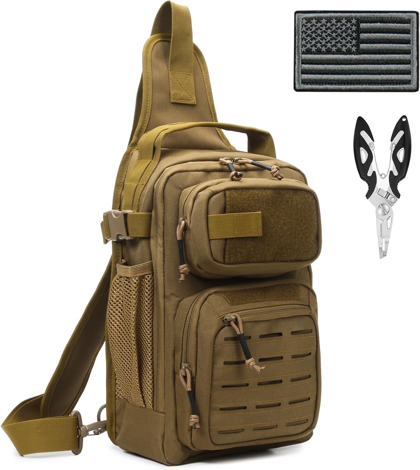 12L Fishing Sling Pack with US Flag Patch