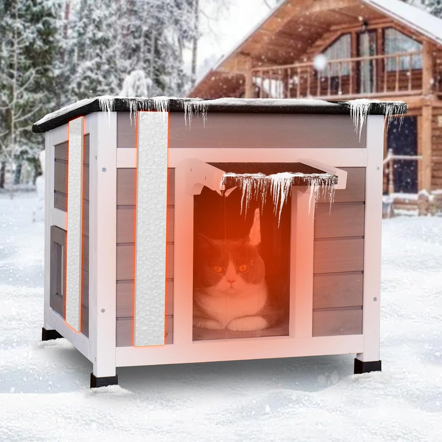 Outdoor Cat House Insulated Weatherproof Shelter for Strays