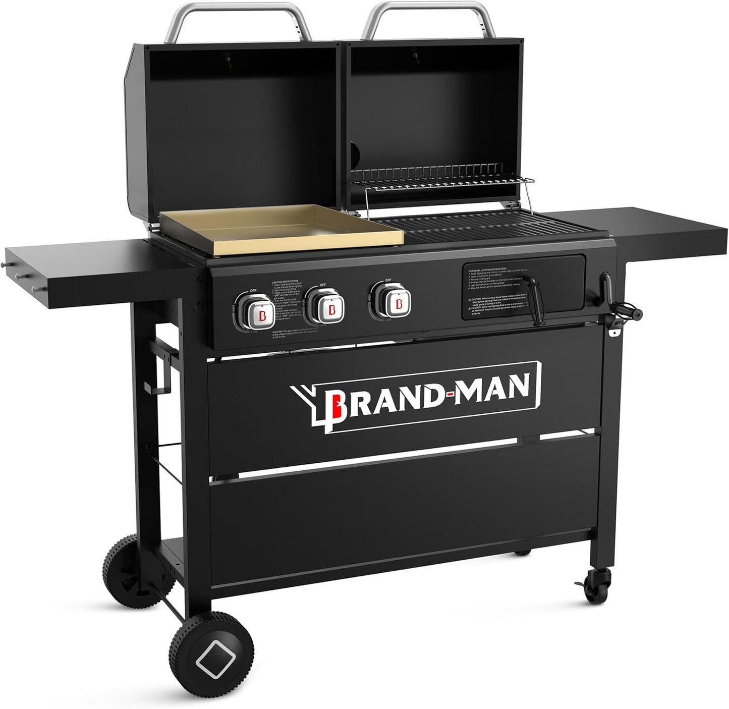 Brand-Man Propane Gas and Charcoal Grill Combo for BBQ Lovers