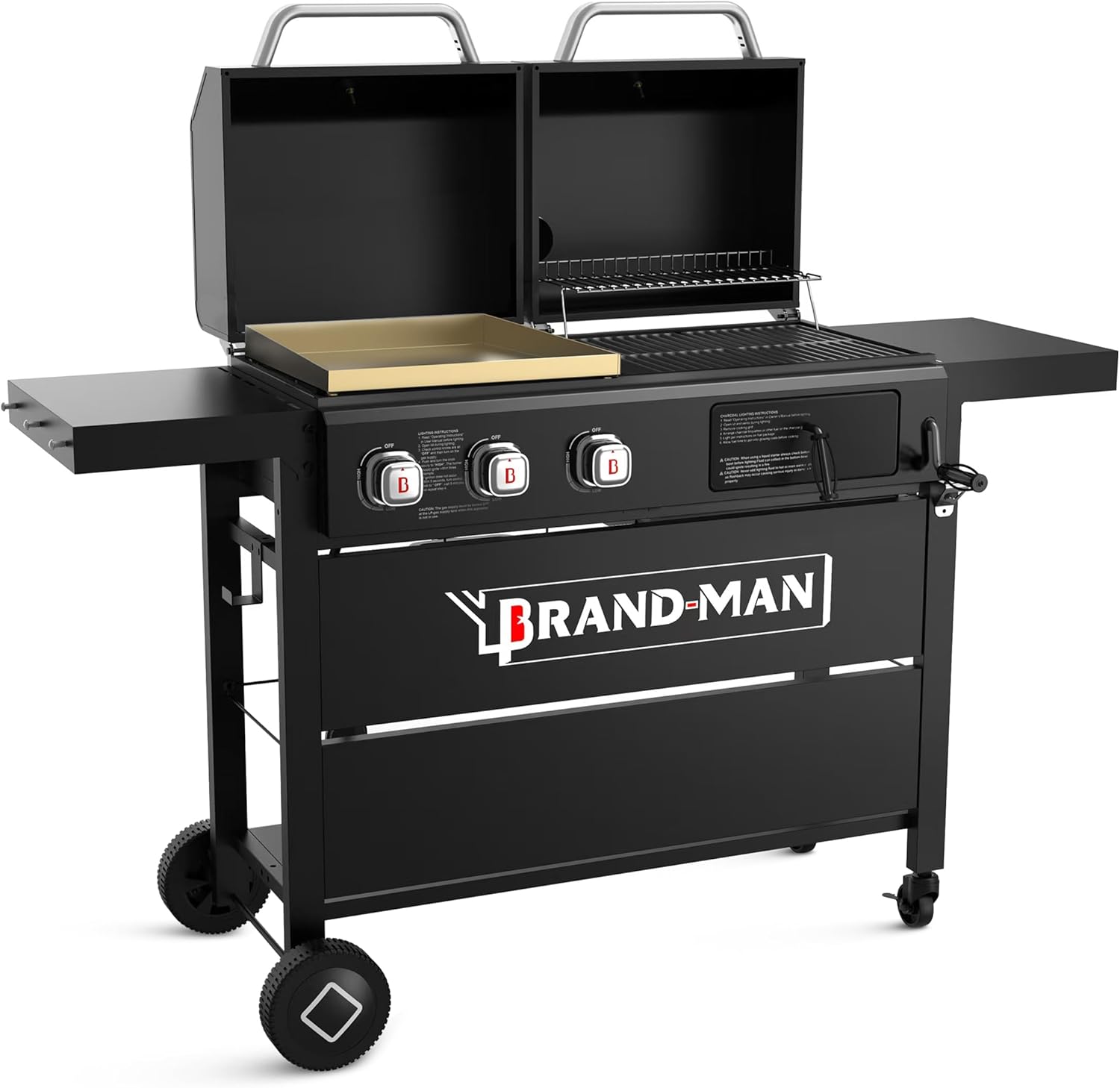 Brand-Man Propane Gas and Charcoal Grill Combo for BBQ Lovers