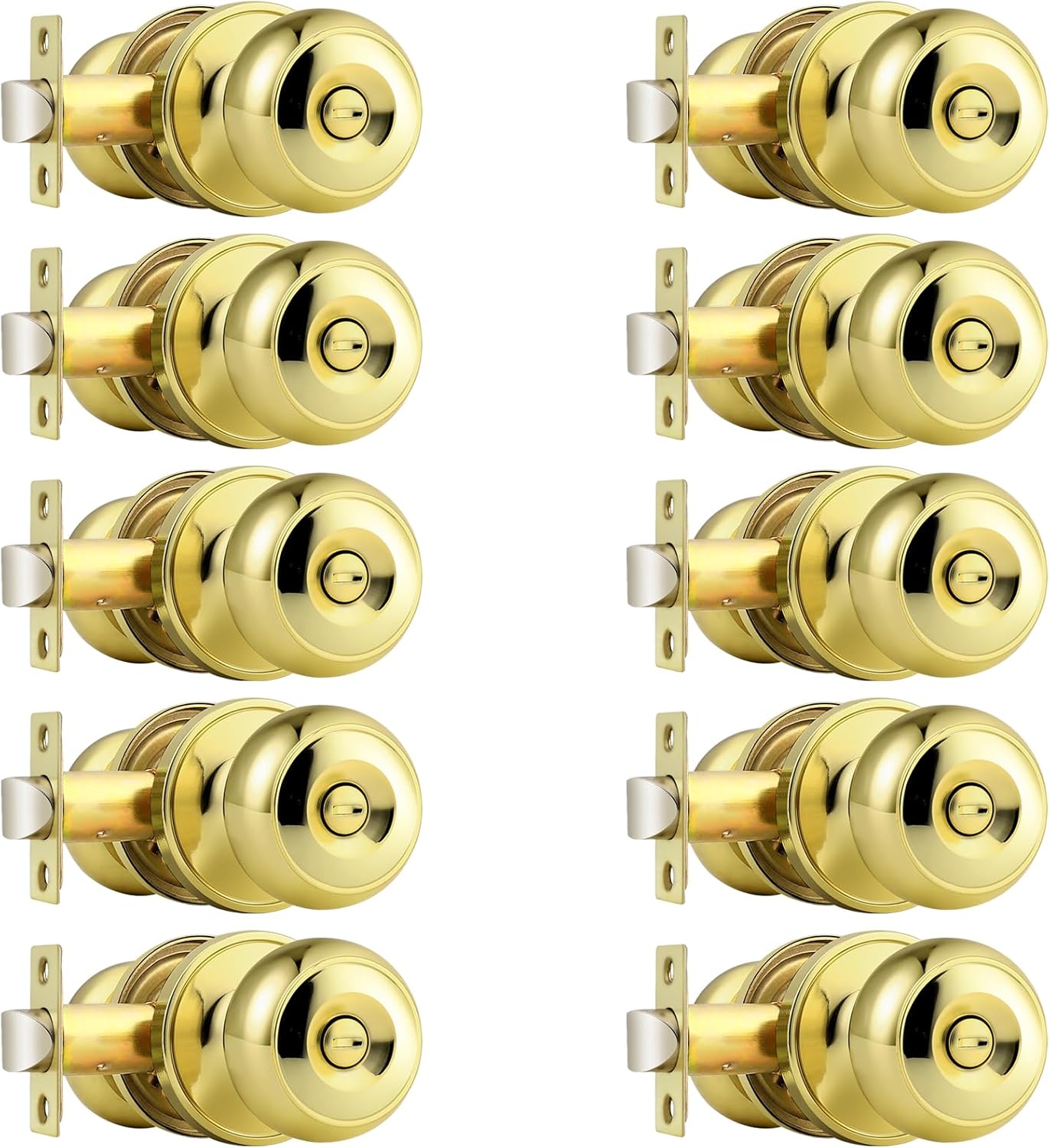 Probrico Polished Brass Privacy Interior Door Knobs for Home