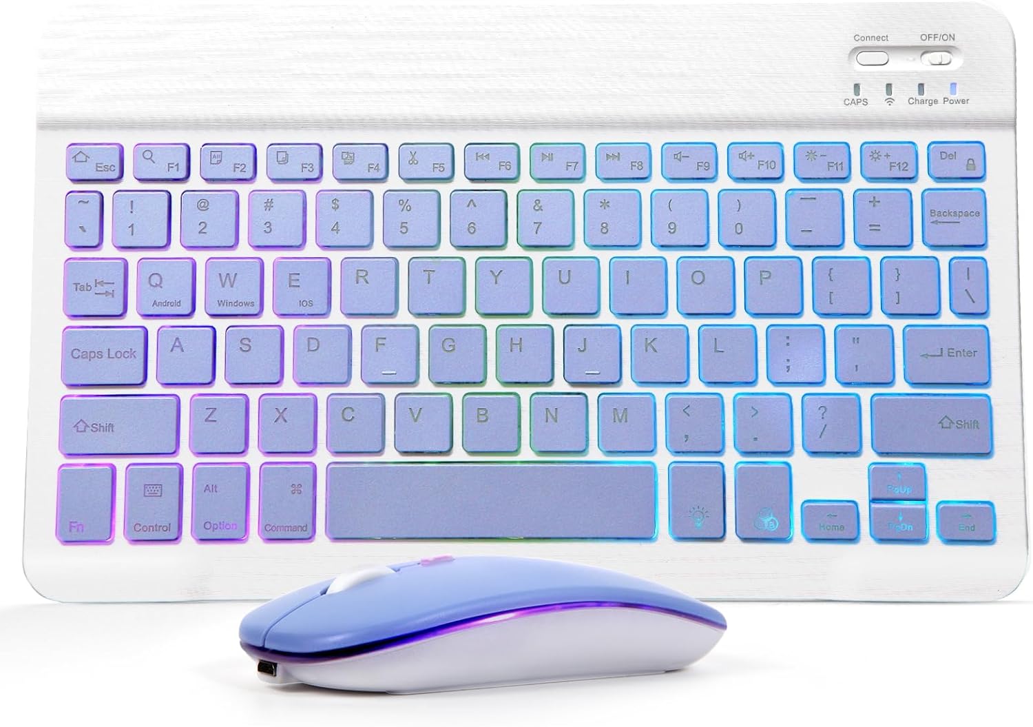 7-Color Backlit iPad Keyboard & Mouse Combo - Rechargeable Wireless Set