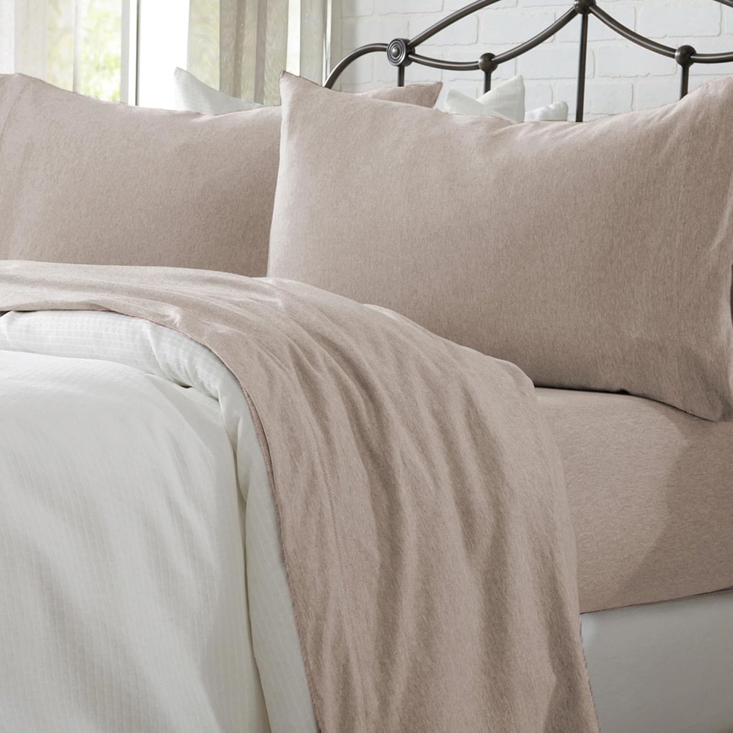 Great Bay Home Cotton Jersey Knit Queen Sheet Set for Comfort