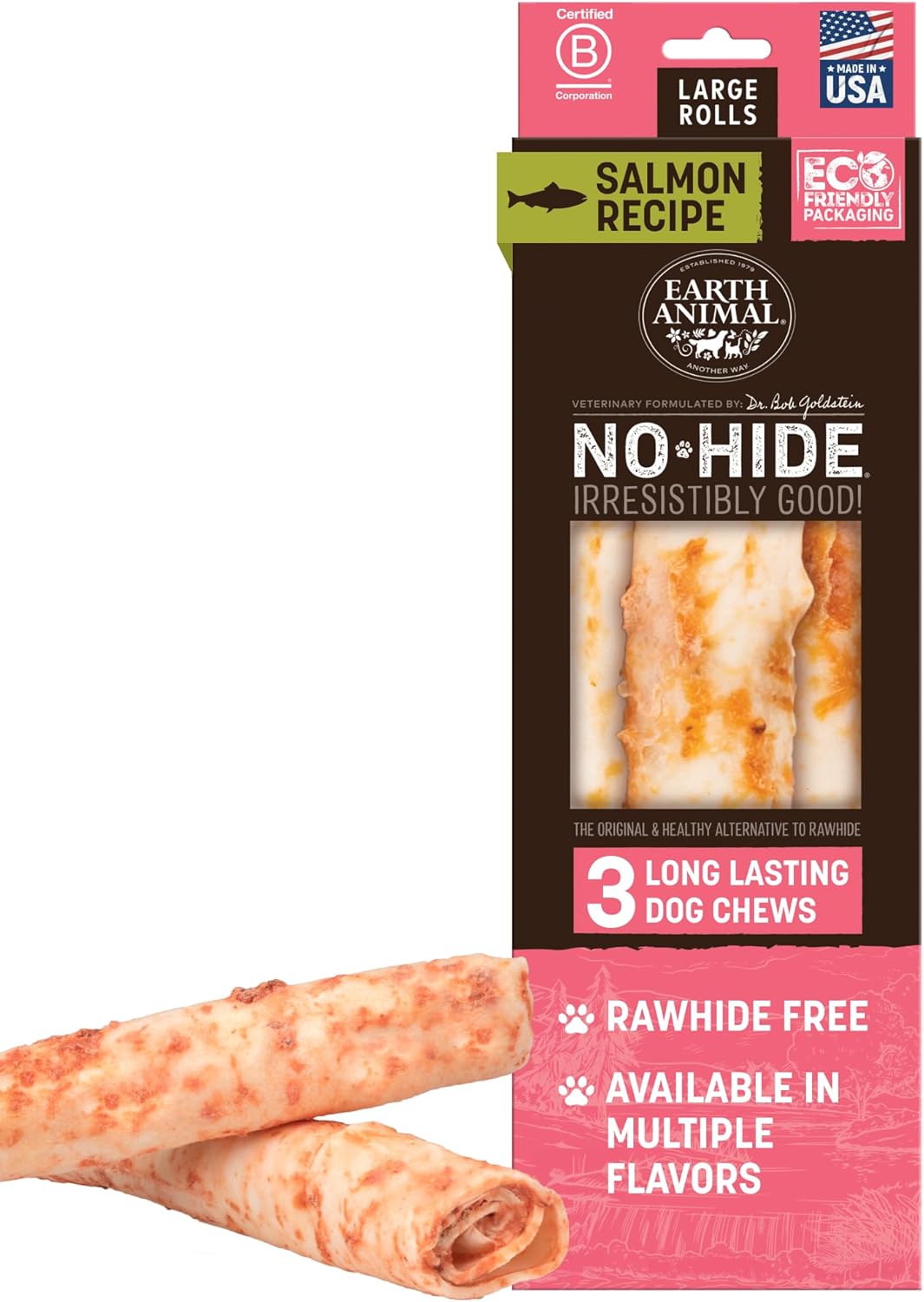Earth Animal No-Hide Rolls Salmon Recipe for Large Dogs